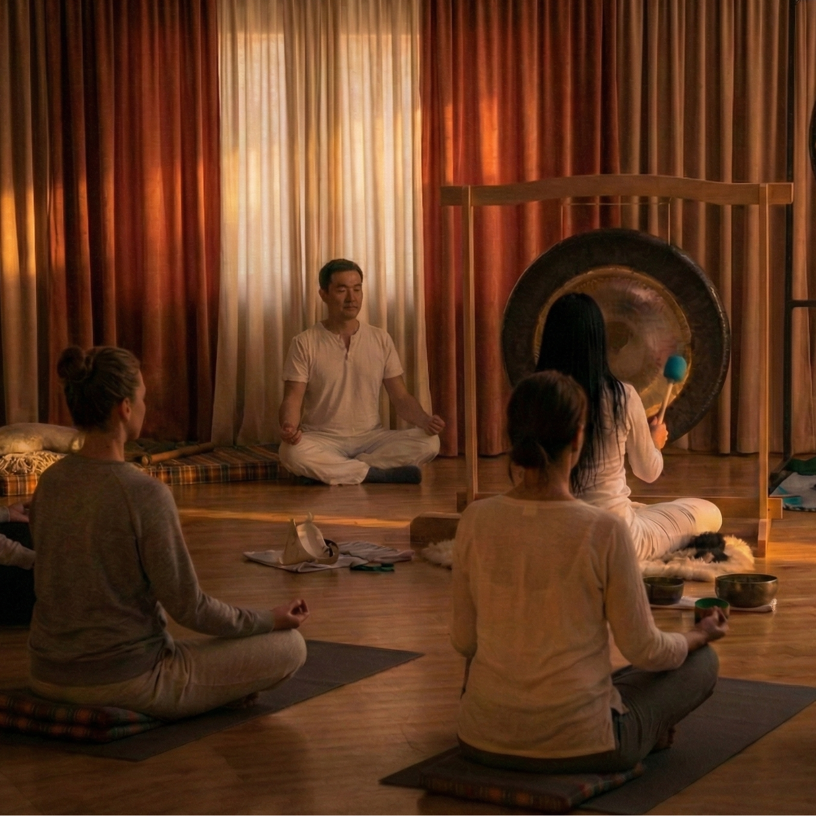 gong bath session in seated position in hong kong